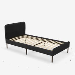 SLATTUM Upholstered Bed Frame -Gray