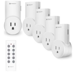 🆕 Etekcity Remote Control, 5 Outlet Light Switch for Lights, Lamps, Fans, up to 100 Feet Range,