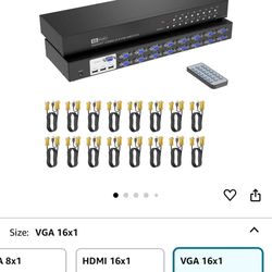Yinker 16 Port KVM Switch,Yinker Rack KVM Console VGA 16x1 w/16-Pack Cables IR 