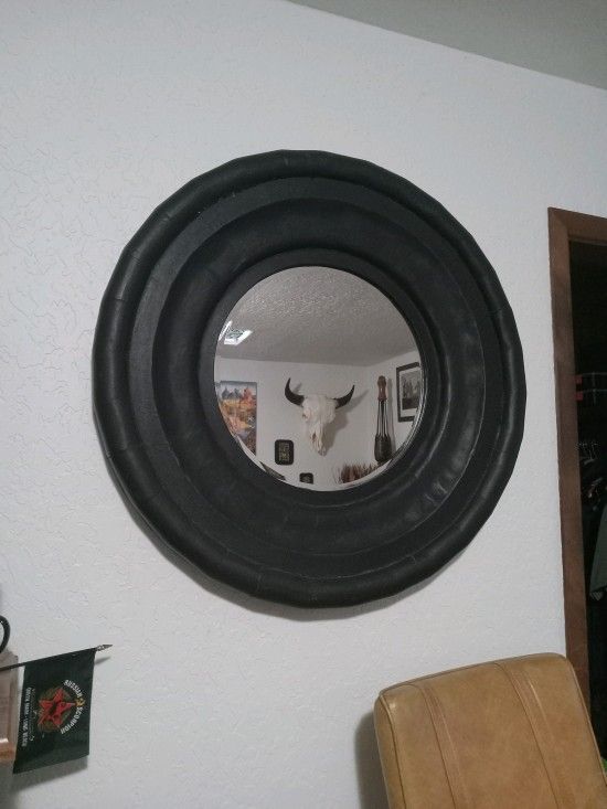 Large Antique Leather Maché Mirror