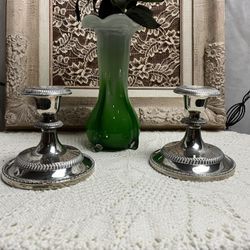 Pair Of Silver Plated Candle Holders
