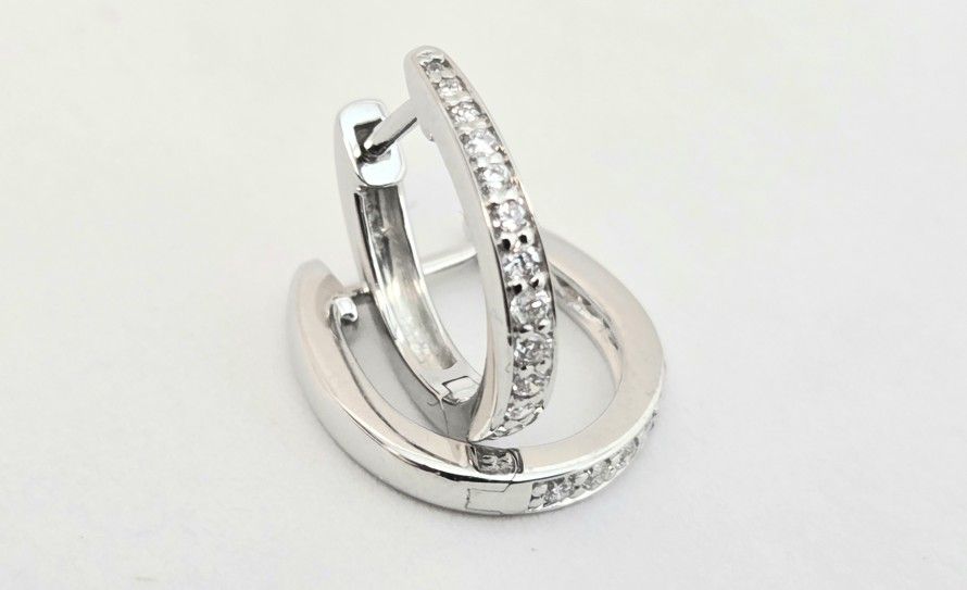 High Quality 14k White Gold, VVS Quality Huggies Earring