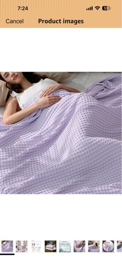 Bedsure Lightweight 100% Cotton Waffle Blanket, Oversized King, White Summer, Breathable, Soft, Comfort, Light, Thin, Textured, Bed, Couch, Sofa, Chai