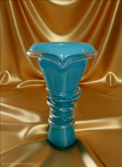 Vintage Jack in the Pulpit hand-blown turquoise art glass vase. 14.5"
