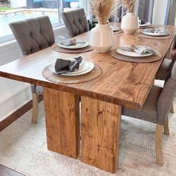 Custom Built Dining Table Solid wood Farmhouse Set Modern Rustic Bench Country Oval Round Counter Breakfast Height  Farm House 