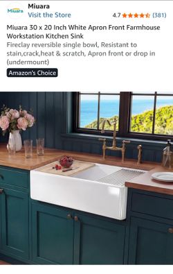 White Apron Front Farmhouse Workstation Kitchen Sink
Fireclay reversible single bowl, Resistant to stain,crack,heat & scratch, Apron front or drop in 