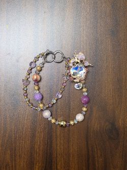 Purple Heart Gem Butterfly Bag Chain