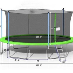 Netted Trampoline: 16ft 1,500lbs Max
