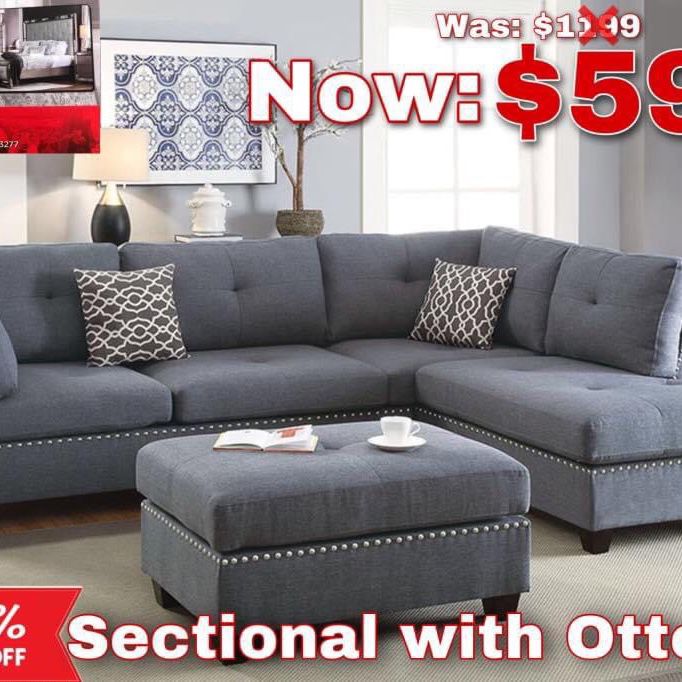 Sectional With Ottoman On Clearance $599.99 