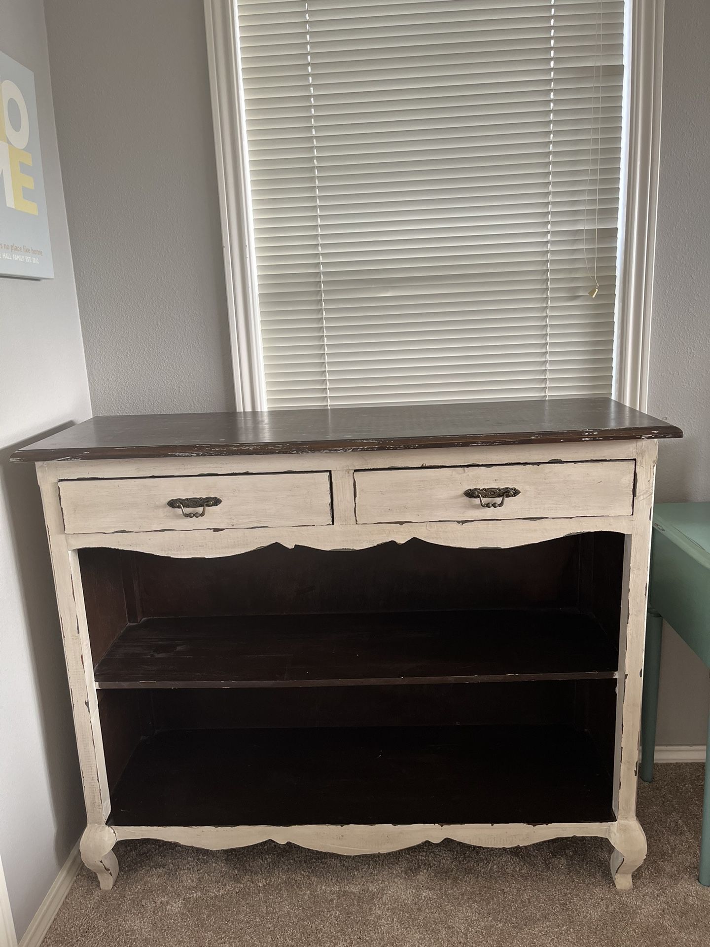 Distressed Open Shelf Cabinet/dresser