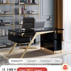  Modern Black And Gold Office Desk