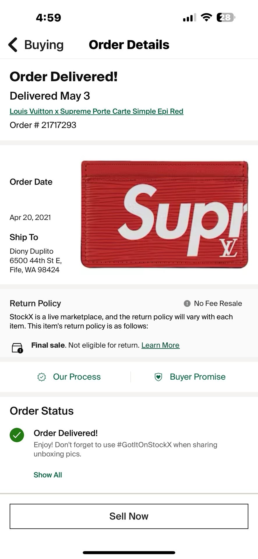 Louis Vuitton x Supreme Porte Carte Simple