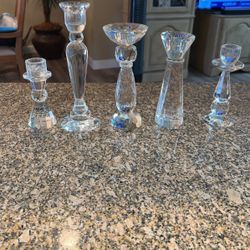 Stunning, Never Used Godinger Crystal Candle Holders, Set Of 5