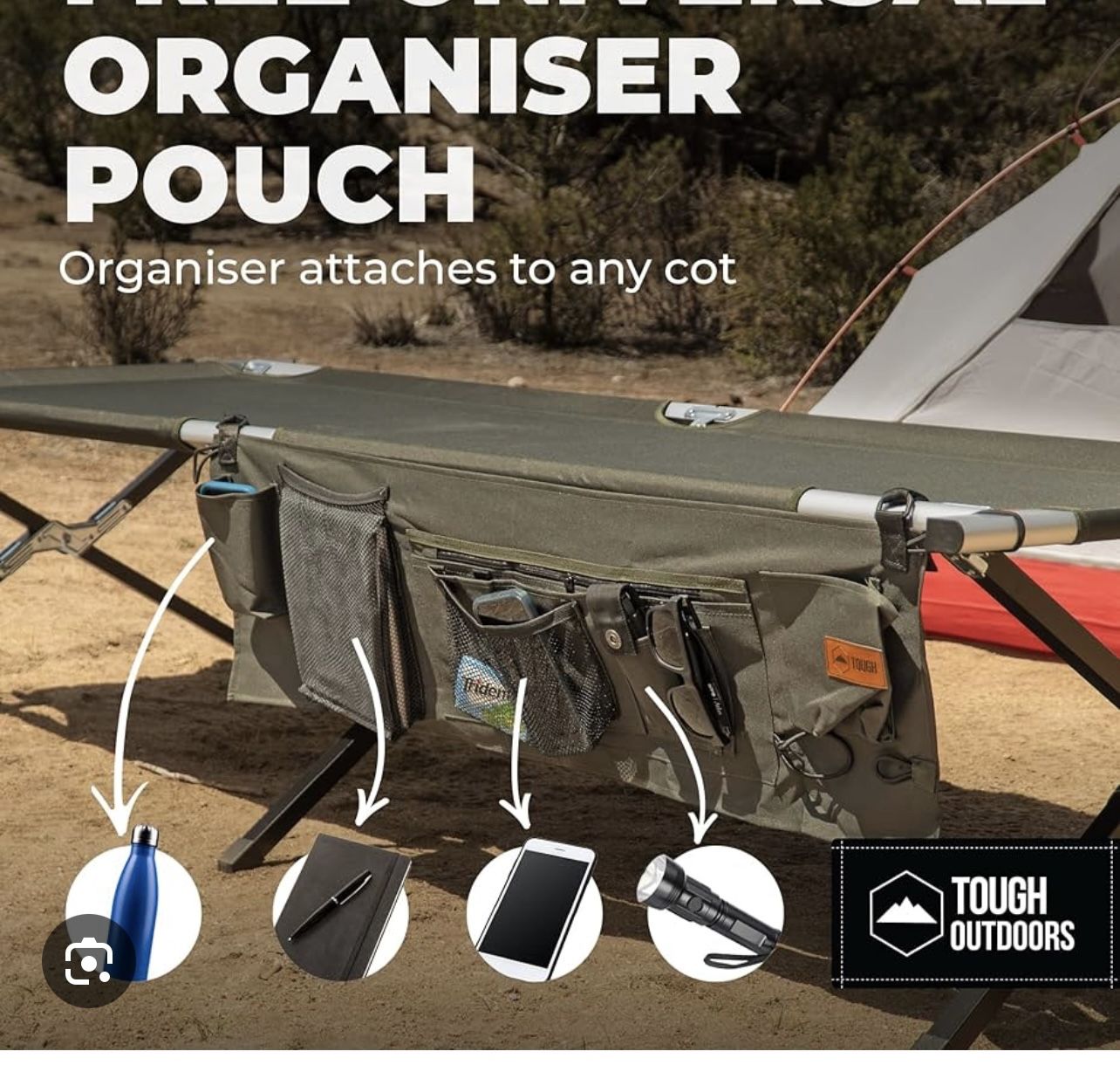Tough Outdoor Cot Organizer . New Comes In A Bag.