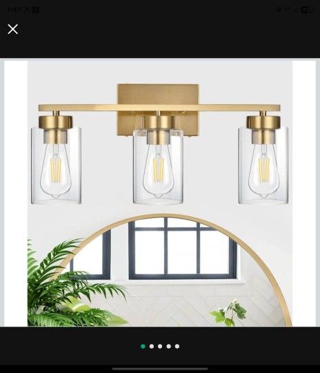 3-Light Bathroom Vanity Light, Modern Brushed Gold - New In box