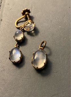 Oval Moonstone One Pendant and one Earring.