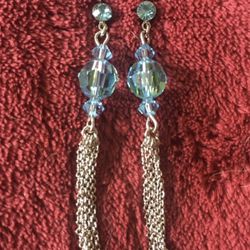 Blue & Silver Fringe Earrings