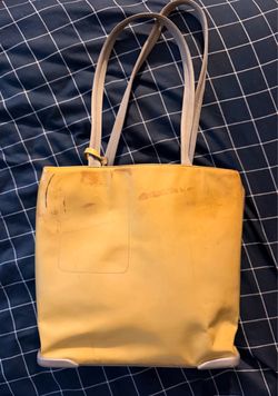 Prada: vintage SS 2001 Spazzolato Patent Leather "Guscio" Shell Tote Bag - Yellow/Grey by