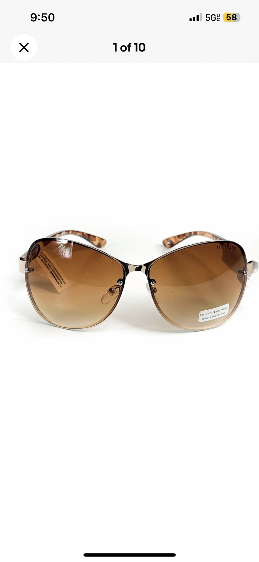 Tommy Hilfiger Melone Rimless Woman Sunglasses Gold Cream Brown Gradient