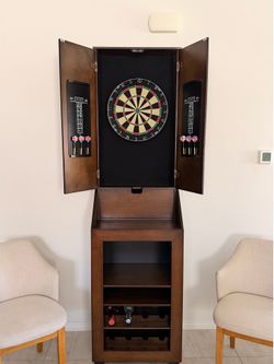 Dartboard cabinet with wine storage