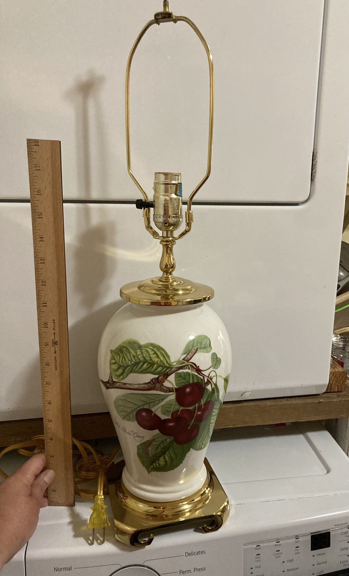 Portmeirion Botanical Porcelain And Brass Lamp.