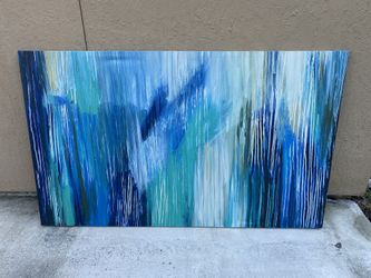 Large abstract canvas with blue tones. 60x36