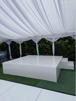 White stage set up for events