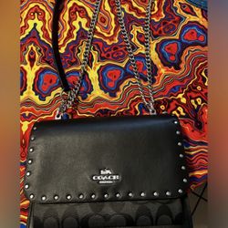 Black And Gray Monogram Coach Bag 