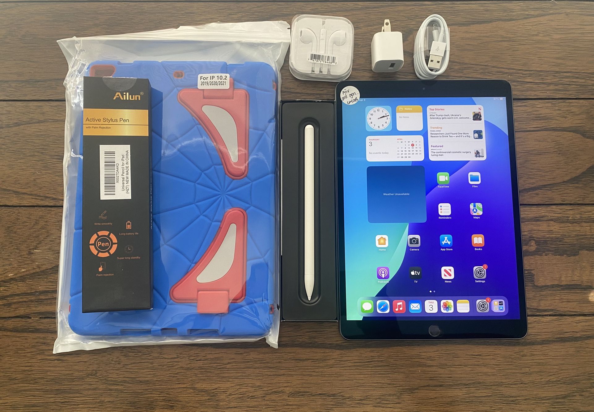 Apple IPad Air 3rd Generation (10.5” Retina/ Latest IOS 18) 64GB with pen, case & Accessories