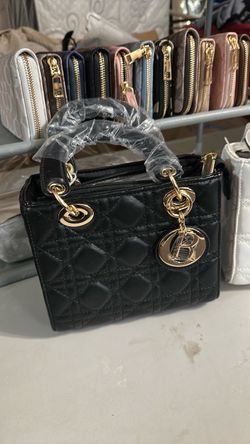 Black Quilted Mini Handbag with Gold Hardware