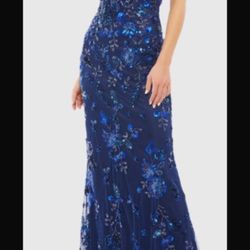 Mac Duggal Sequien Floral Halter Neck Sheat Gown