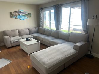 Large grey sectional couch