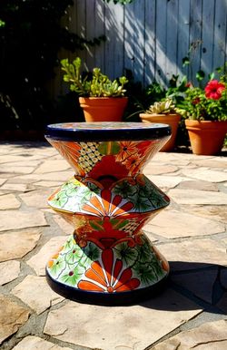 Handpainted Talavera Ceramic Mexican Folk Art Pottery Table Garden Patio Pool Balcony Tropical Home Decor 14"x18"