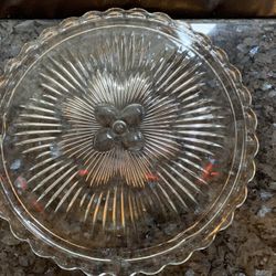 Vintage Glass Clear Cake Plate