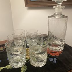 Vintage Cut Glass Decanter Set 