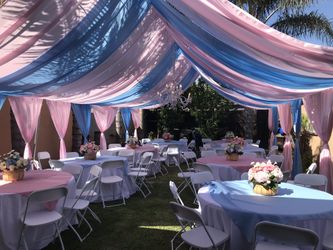 Canopys Drapping lights tables linens chairs for any occasion