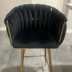 Black And Gold Velvet Barstool (2) 