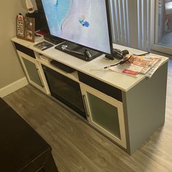 White 72” Entertainment Center W Fire Place/sound System