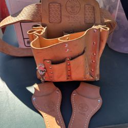 Klein Tools Leather Tool Belt Pouch Set USA 5165 5100 Electrician
