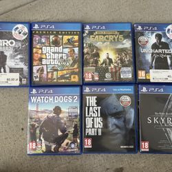 GTA 5 , Far cry 5 , Uncharted 4 , Watch Dogs 2 , The Last Of Us 2 , Skyrim , Metro Exodus