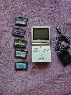 Game Boy Advance SP with 5 Games and Charger