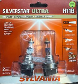 Sylvania H11 SilverStar ULTRA Halogen Headlight Bulb, 2 Pack, Compatible with Multiple Cars