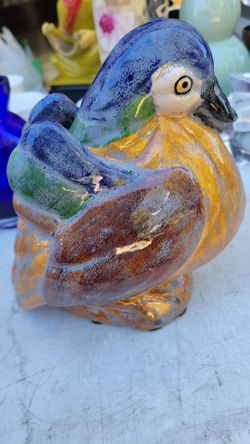 Rare Vintage Antique Ceramic Artisan Mandarin Colorful Duck Handpainted