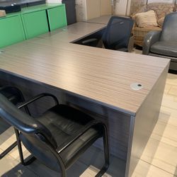 Executive Desk L Shape With Drawers 72”x78” Gray New!!