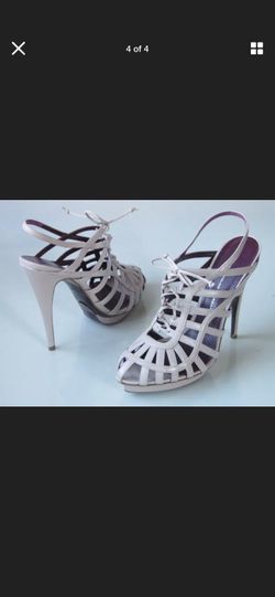 Leonardo Giordano nude cage heels, size 39.5, Made in Italy