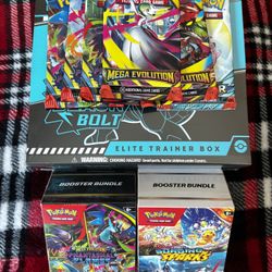 Pokemon Sealed Pack Bundle!! Black Bolt ETB, Phantasmal Flames/Surging Sparks Booster Bundle + 6 Booster Packs!