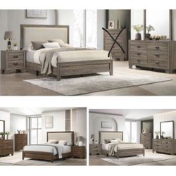 4- Pc Bedroom set Dresser,Mirror  Nightstand (1) Queen size bed frame  Not including Mattress and Box Sp