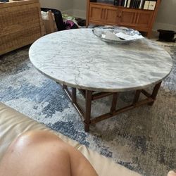 Marble Table On Wood Stand