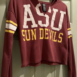 ASU Woman's Footed Pullover Cropped Sweatshirt