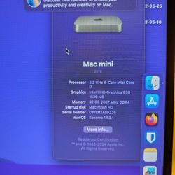 Mac Mini 32Gb Intel i7 500gb SSD